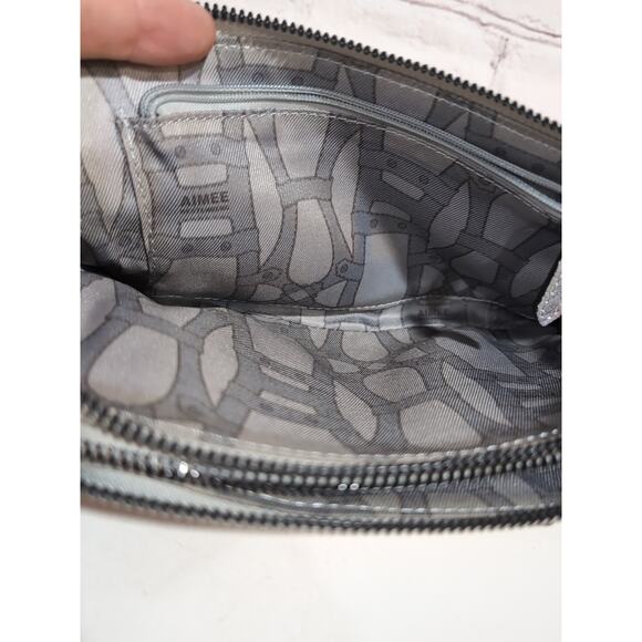 Aimee Kestenberg Gala Double Zip Violet Brushed Metallic Genuine Leather Clutch - Picture 13 of 16